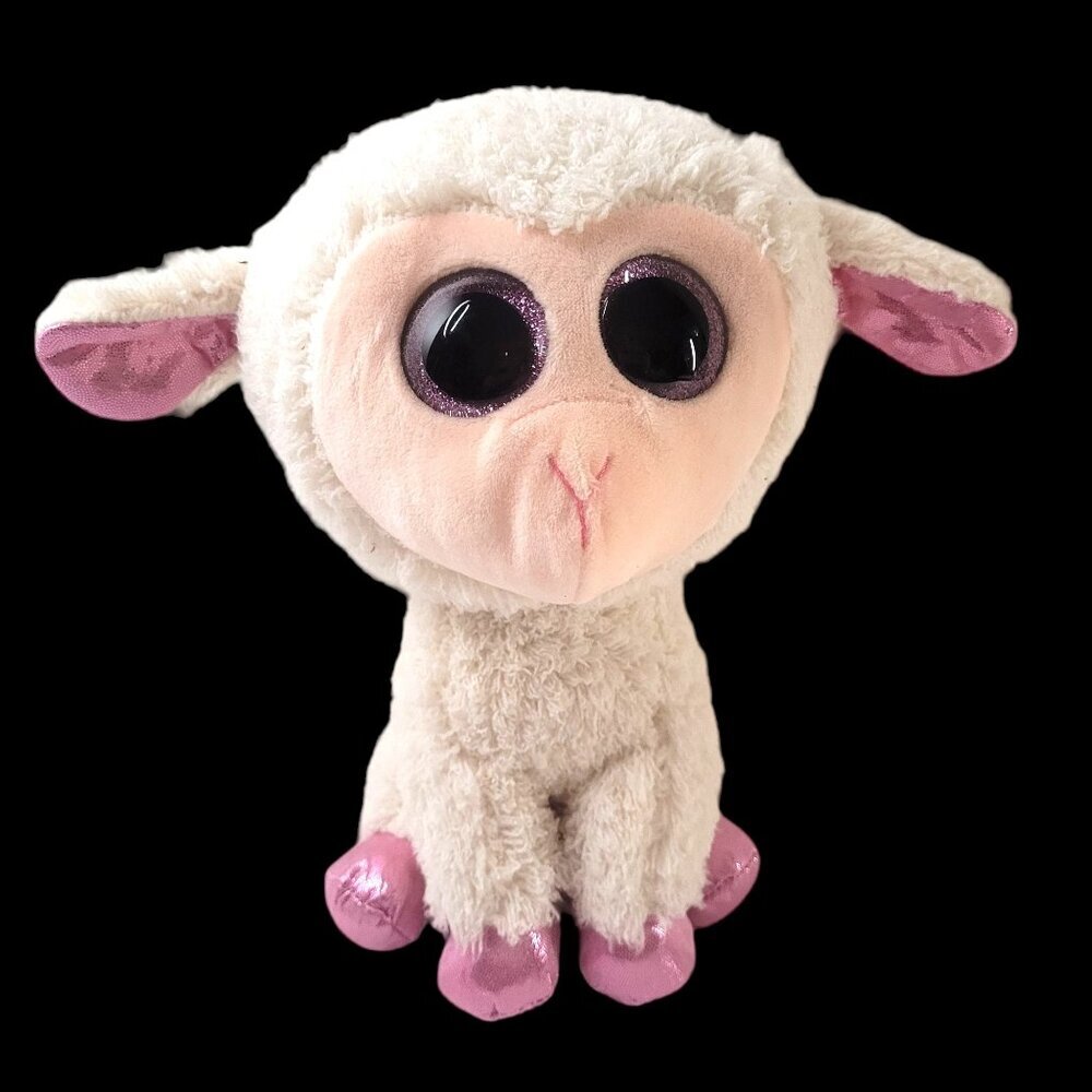 Beanie Boo Lamb Plush Stuffed Toy 10" Glitter Eye Metallic Easter Spring NWT